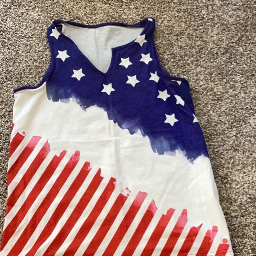 Patriotic Tank Top with Stars and Stripes